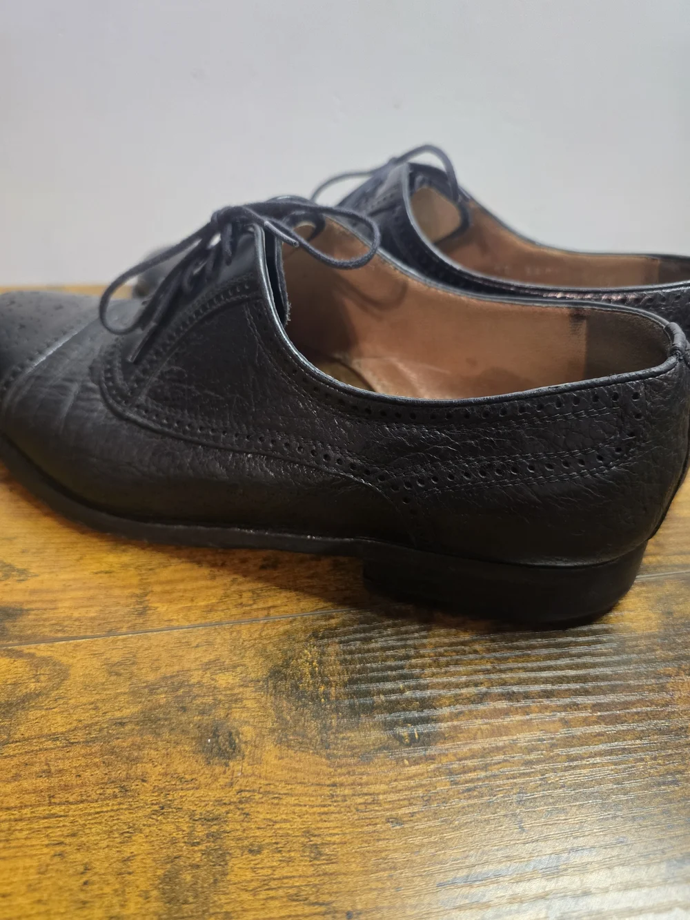 Moreschi Mens Italian Black Pebbled Leather Cap Toe Brogue Oxfords Shoes Sz 9.5